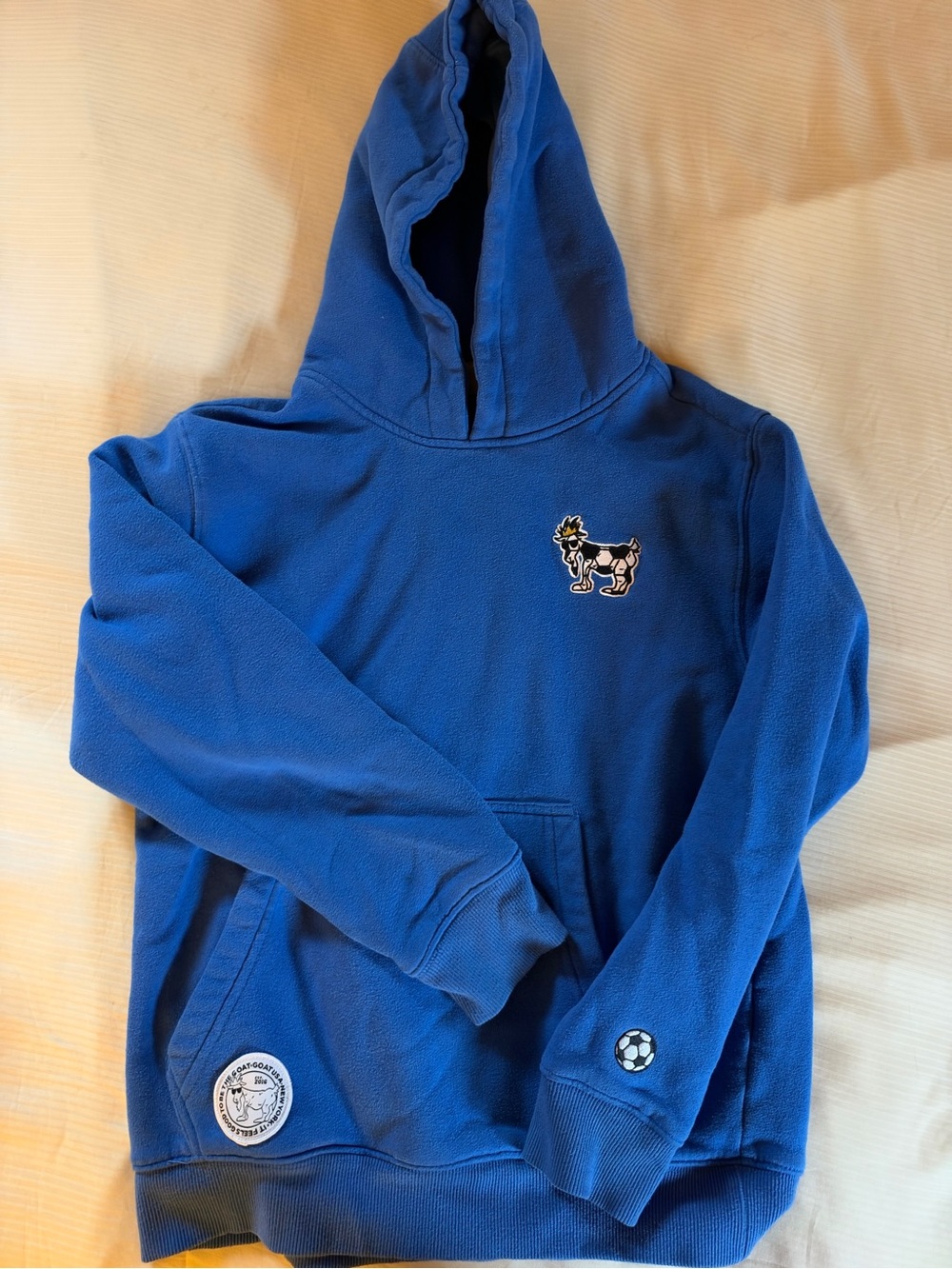 GOAT Kids Royal Blue Hooded Fleece Sweatshirt with Playful Patch Detail